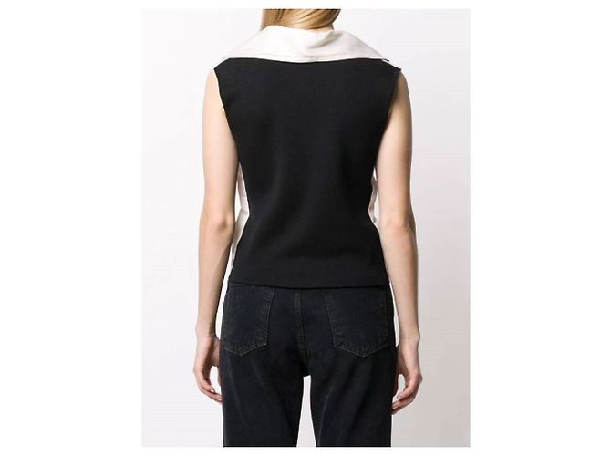 Ivory- und schwarze Wollbluse Gianfranco Ferré Roh Sand - Ansicht 4