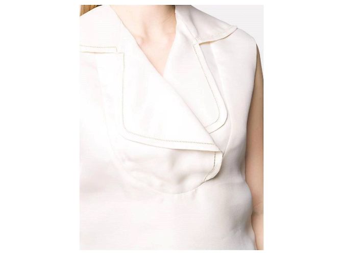 Ivory- und schwarze Wollbluse Gianfranco Ferré Roh Sand - Ansicht 5