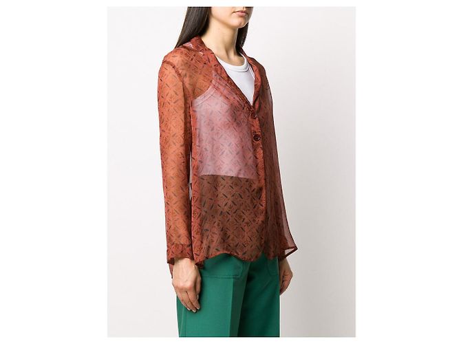 Blusa de seda marrón Romeo Gigli - vista 3