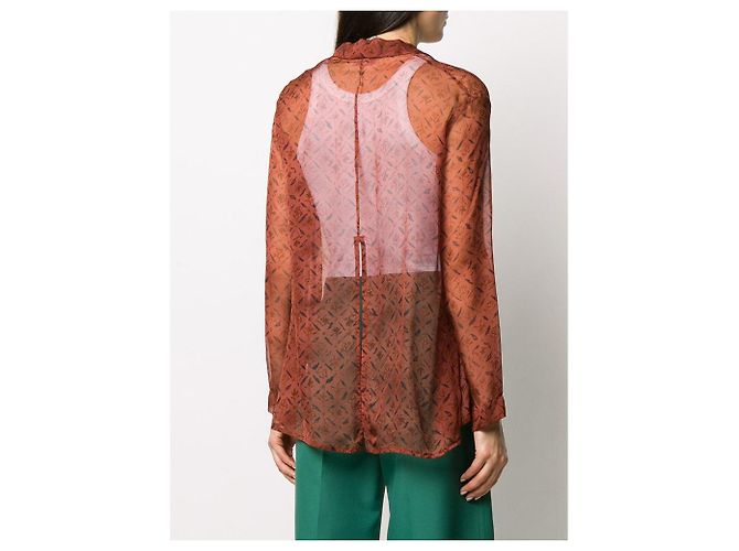 Blusa de seda marrón Romeo Gigli - vista 4