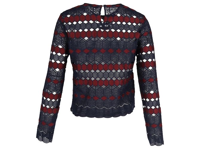 Sandro Spitzenbluse aus marineblauem Polyester - Ansicht 3