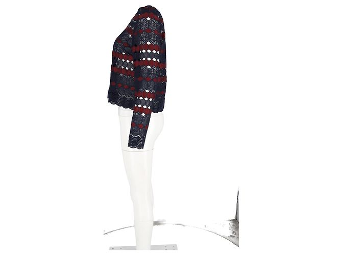 Sandro Spitzenbluse aus marineblauem Polyester - Ansicht 5