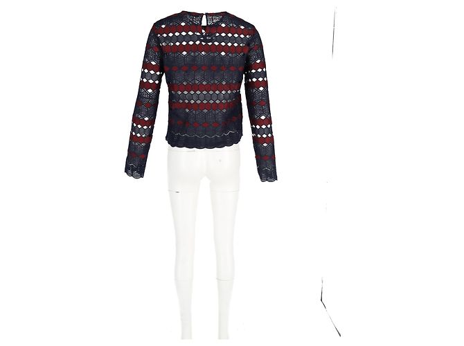 Sandro Spitzenbluse aus marineblauem Polyester - Ansicht 6
