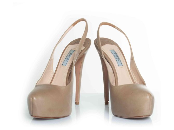 Prada Slingback-Absätze mit versteckter Plattform Braun Beige - Ansicht 3