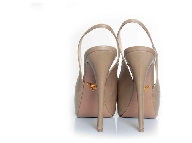 Prada Slingback-Absätze mit versteckter Plattform Braun Beige - Ansicht 5