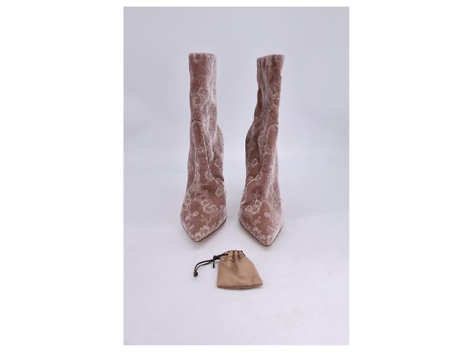 Stivaletti ricamati Gianvito Rossi in velluto rosa - vista 26