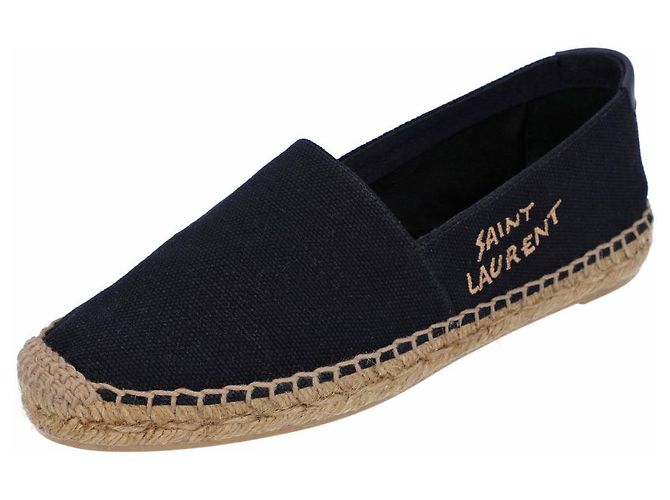 Espadrilles bordadas Saint Laurent en lona negra - vista 2