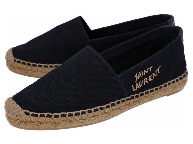 Espadrilles bordadas Saint Laurent en lona negra - vista 4
