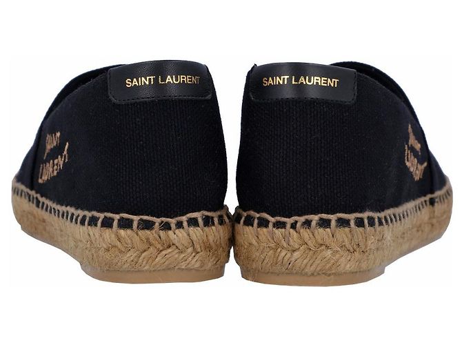 Espadrilles bordadas Saint Laurent en lona negra - vista 5