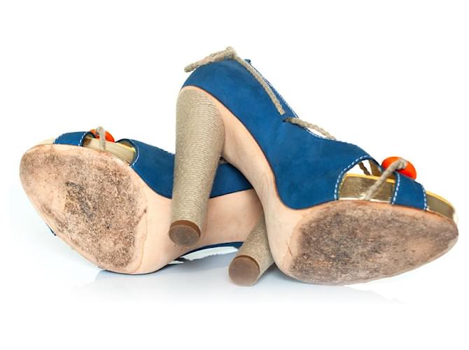 Pump in suede blu candy Dsquared2 - vista 7