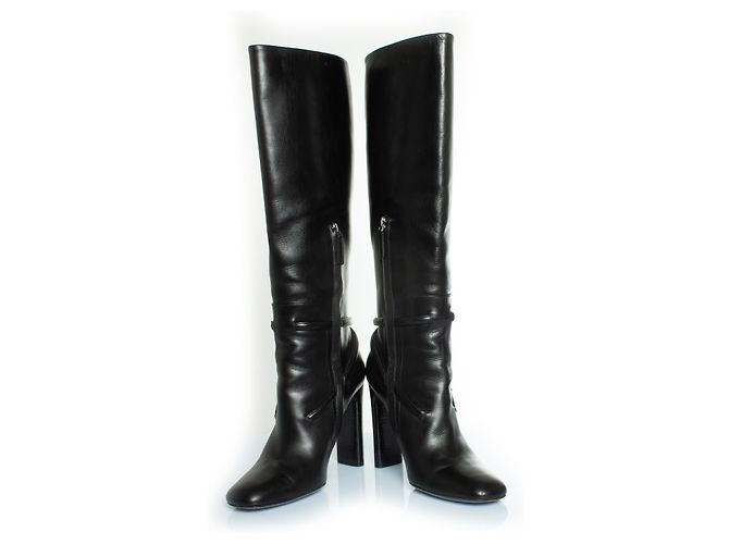 Tom Ford leather boots with T strap Black - view 3