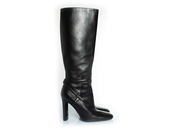 Tom Ford leather boots with T strap Black - view 5