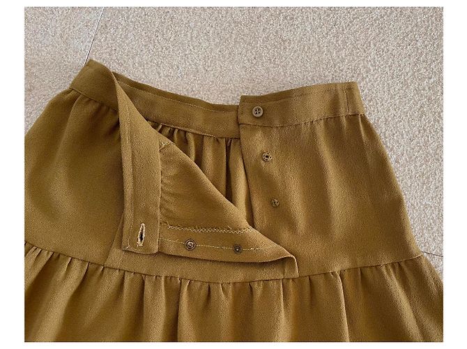 Autre Marque Falda de crepé de lana kaki con puente Caqui - vista 13