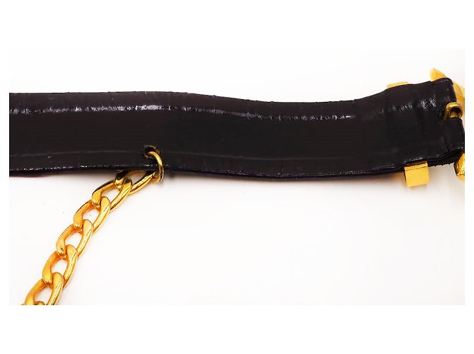 Chanel Vintage Karl Lagerfeld Leder- und Medaillon-Gürtel Schwarz - Ansicht 10