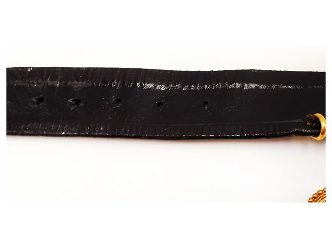 Chanel Vintage Karl Lagerfeld Leder- und Medaillon-Gürtel Schwarz - Ansicht 12