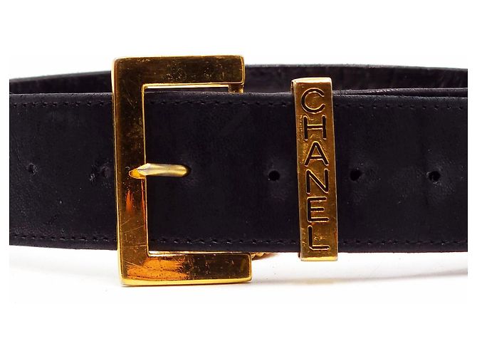 Chanel Vintage Karl Lagerfeld Leder- und Medaillon-Gürtel Schwarz - Ansicht 7