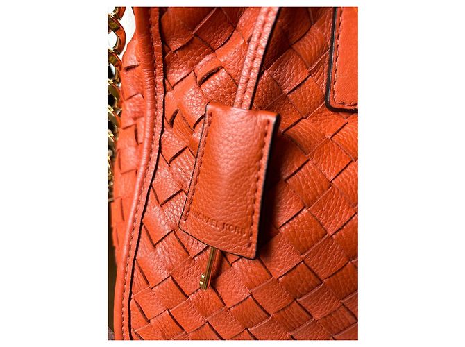 Borsa Michael Kors Hamilton in pelle intrecciata arancione - vista 4