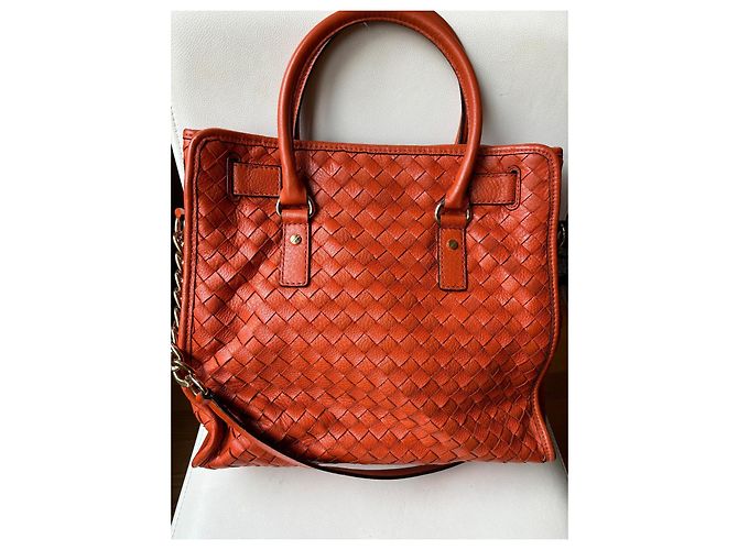Borsa Michael Kors Hamilton in pelle intrecciata arancione - vista 5