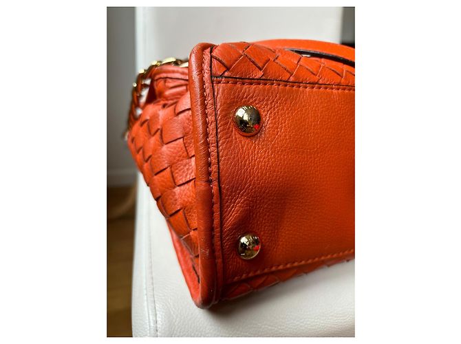 Borsa Michael Kors Hamilton in pelle intrecciata arancione - vista 7