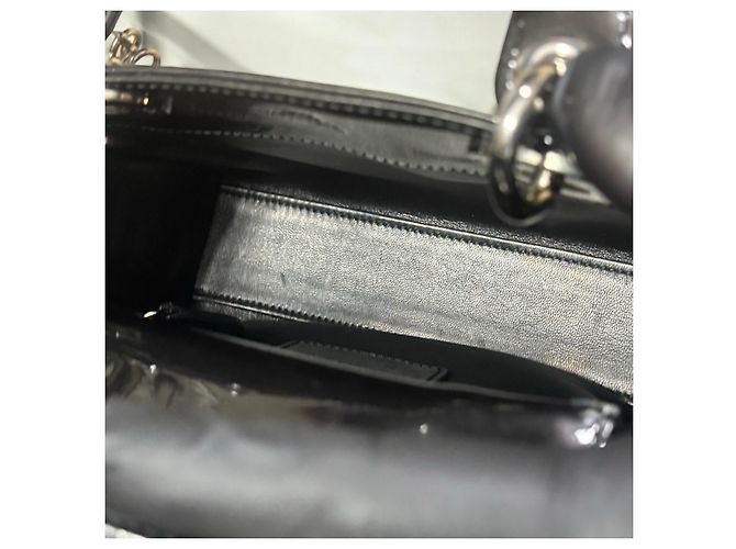 Christian Dior Borsa Mini Lady Dior Nera Laccata Nero Grigio antracite - vista 9