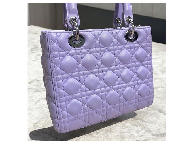 Christian Dior Med Lavender Lady Dior Bag Purple - view 5