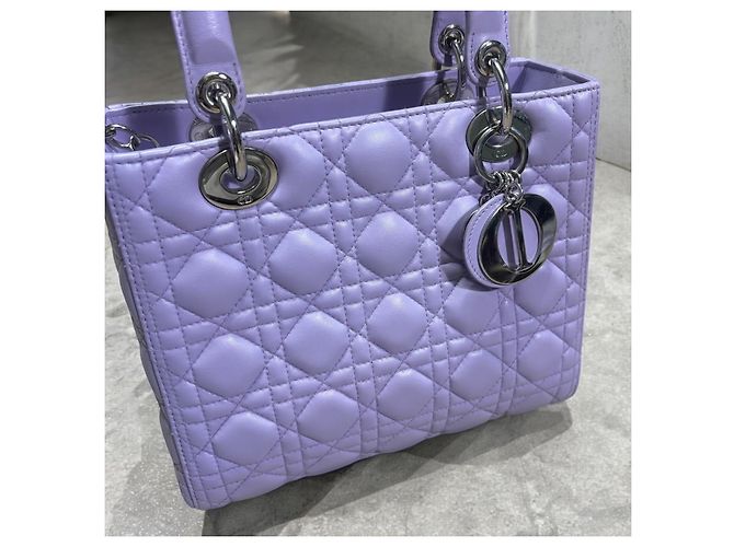 Christian Dior Med Lavender Lady Dior Bag Purple - view 6