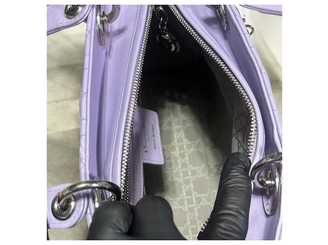 Christian Dior Med Lavender Lady Dior Bag Purple - view 9