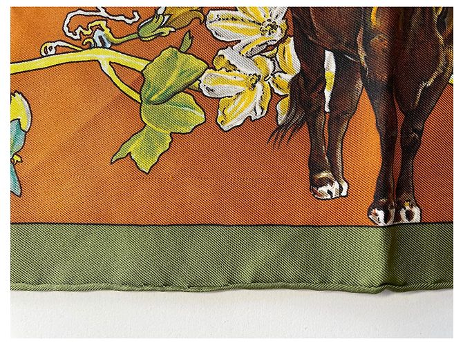 Foulard/Carré Hermès 90 cm "Fauna e Flora del Texas" Olivier Kermit Bronzo - vista 10