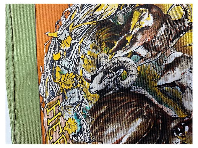 Foulard/Carré Hermès 90 cm "Fauna e Flora del Texas" Olivier Kermit Bronzo - vista 11