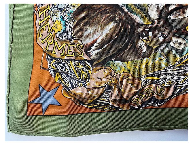 Foulard/Carré Hermès 90 cm "Fauna e Flora del Texas" Olivier Kermit Bronzo - vista 8