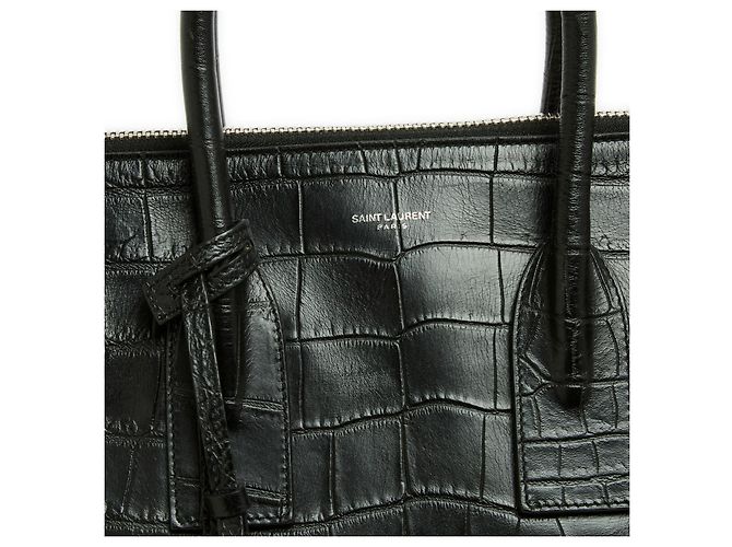 Saint Laurent Sac de Jour North/South Black Crocodile embossed Leather Bag Strap - vue 3