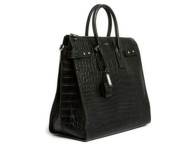 Saint Laurent Sac de Jour North/South Black Crocodile embossed Leather Bag Strap - vue 4
