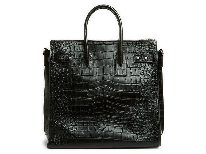 Saint Laurent Sac de Jour North/South Black Crocodile embossed Leather Bag Strap - vue 5