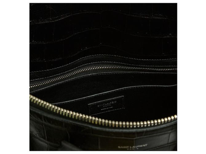 Saint Laurent Sac de Jour North/South Black Crocodile embossed Leather Bag Strap - vue 8