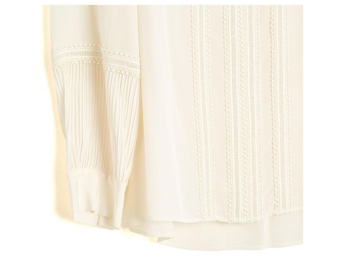Chloé Top FR40 Milchseide Kostbare Bluse UK12 US10 Chloe Roh - Ansicht 2