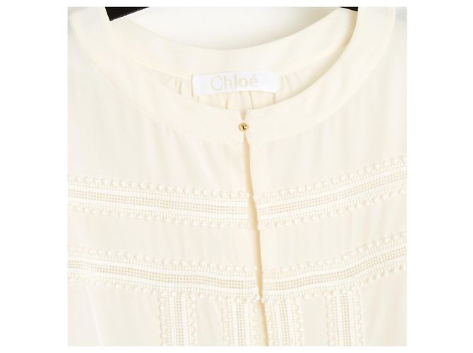 Chloé Top FR40 Milchseide Kostbare Bluse UK12 US10 Chloe Roh - Ansicht 3