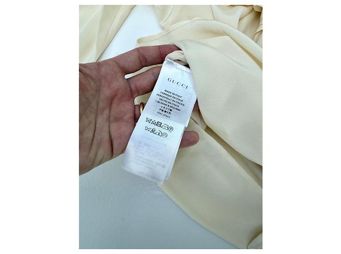 Camisa Gucci de seda beige con cuello de volantes - vista 7
