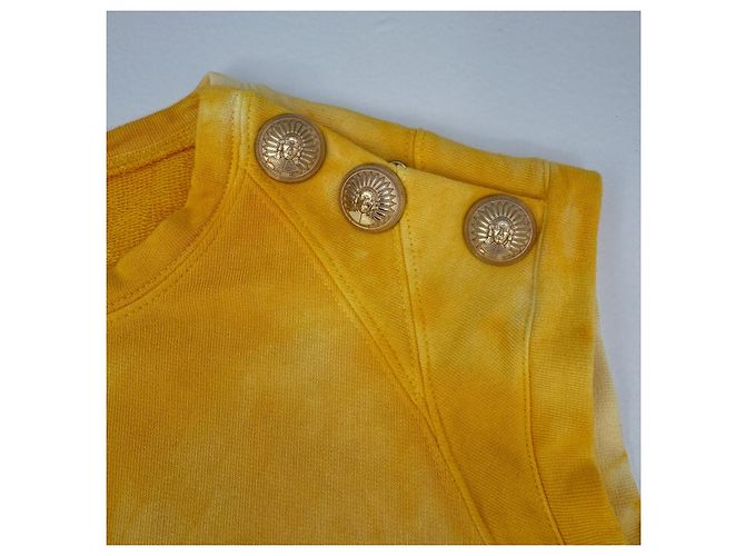 Camiseta Balmain Tie Dye Bordada Amarilla de Algodón Amarillo - vista 8