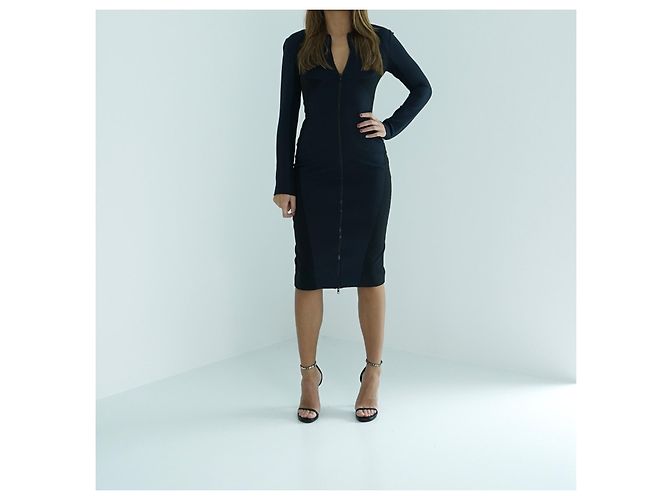 Autre Marque Abito Bodycon Cushnie et Ochs Jersey Nero e Blu Seta - vista 2
