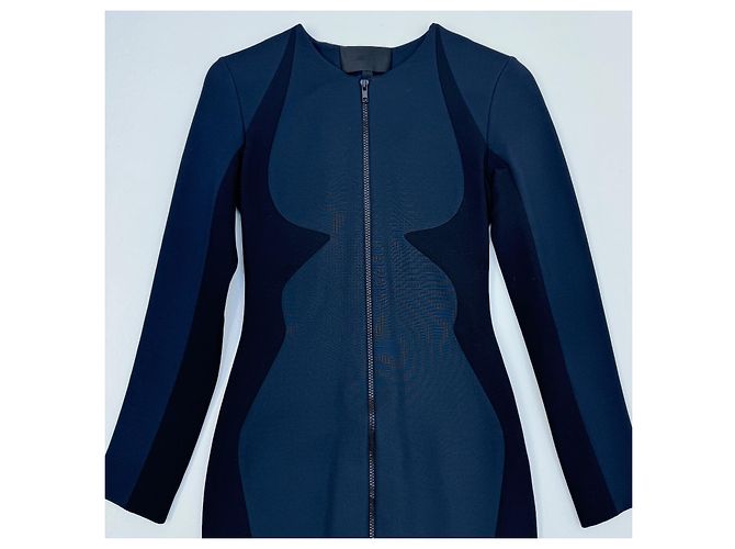 Autre Marque Abito Bodycon Cushnie et Ochs Jersey Nero e Blu Seta - vista 3
