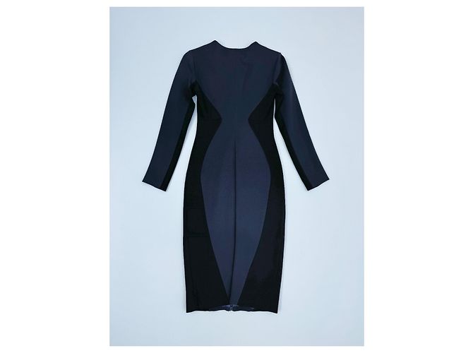 Autre Marque Abito Bodycon Cushnie et Ochs Jersey Nero e Blu Seta - vista 4
