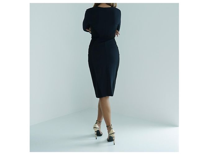 Autre Marque Abito Bodycon Cushnie et Ochs Jersey Nero e Blu Seta - vista 7