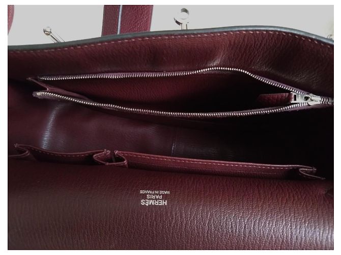Borsa a tracolla Hermès Jypsiere in pelle bordeaux Bordò - vista 15