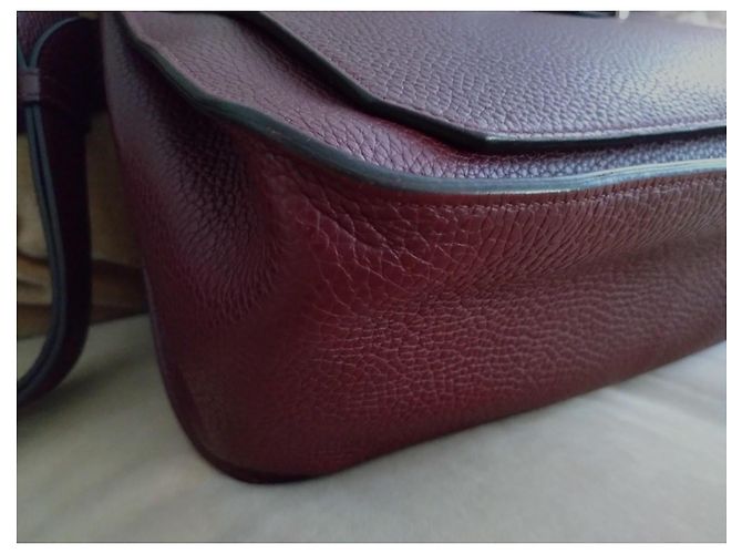 Borsa a tracolla Hermès Jypsiere in pelle bordeaux Bordò - vista 9