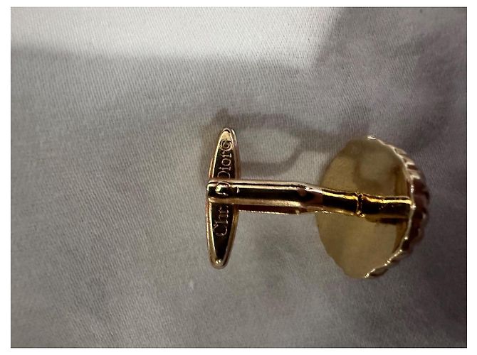 Gemelli e spilla per cravata Christian Dior logo rotondo dorato D'oro - vista 2