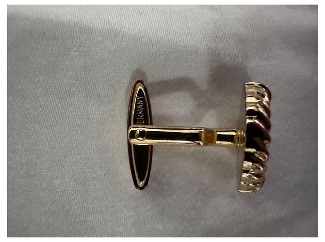 Gemelli e spilla per cravata Christian Dior logo rotondo dorato D'oro - vista 3