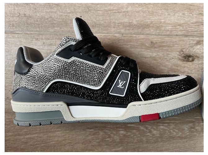 Sneakers Louis Vuitton Strass Nero Grigio - vista 5