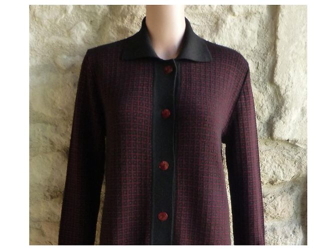 Yves Saint Laurent Wollstrickjacke Schwarz Bordeaux - Ansicht 3