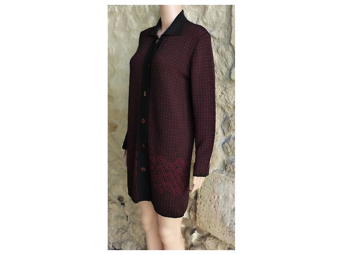 Yves Saint Laurent Wollstrickjacke Schwarz Bordeaux - Ansicht 4