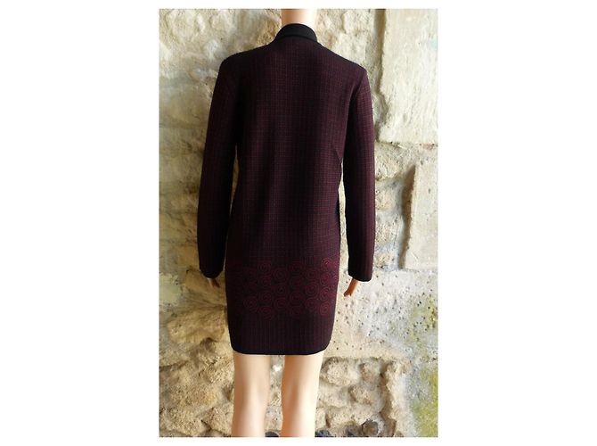 Yves Saint Laurent Wollstrickjacke Schwarz Bordeaux - Ansicht 5